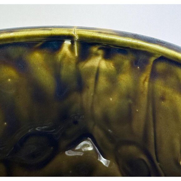 Vintage 1960s cookie jar, avocado green wise Owl, ceramic countertop storage - Picture 9 of 10